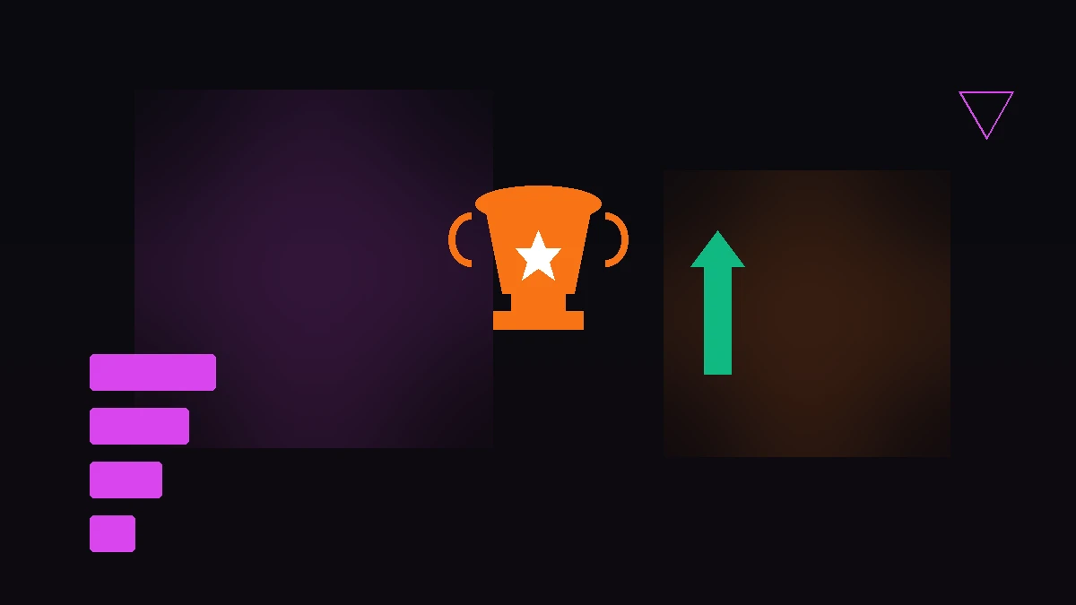 Trophée esport avec flèche de progression et étapes de niveau